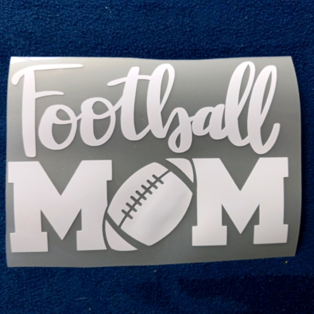 Football Mom Vinyl Car Decal WHITE